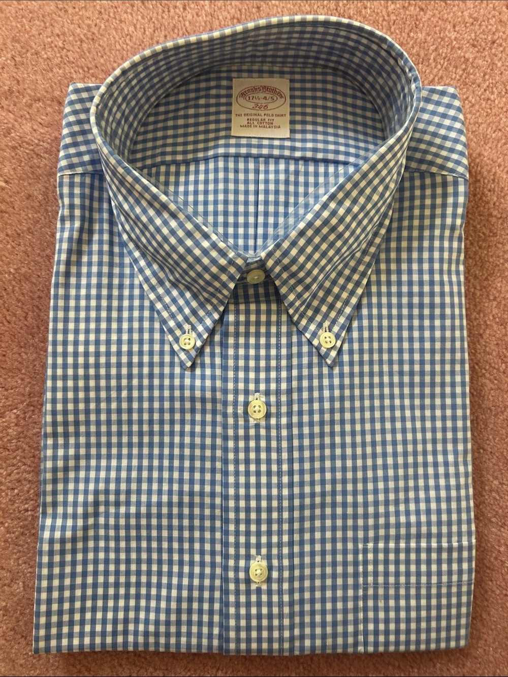 Brooks Brothers Light Blue and White Gingham Button-Down Shirt